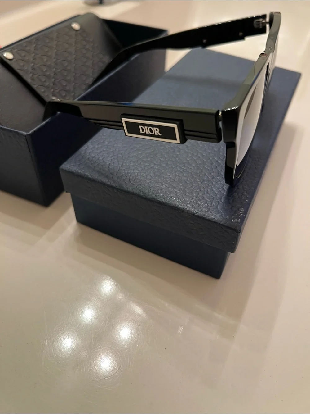 Dior Black Square Frame Sunglasses with Dark Gray Lenses
